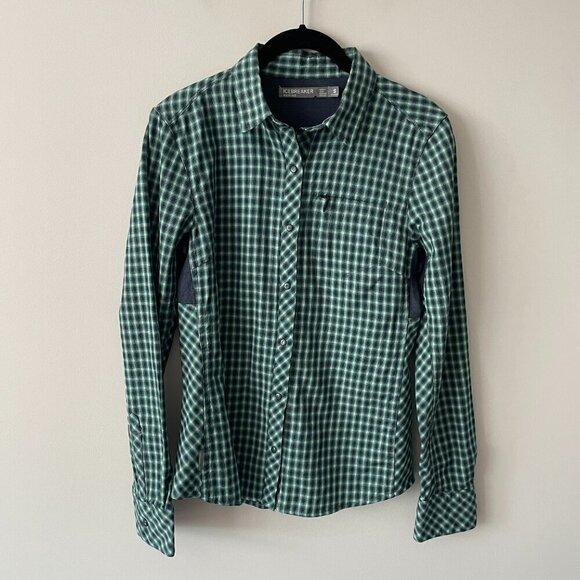 Icebreaker Terra Long Sleeve Plaid Pattern Casual Button Up Shirt Green Small - Picture 2 of 8